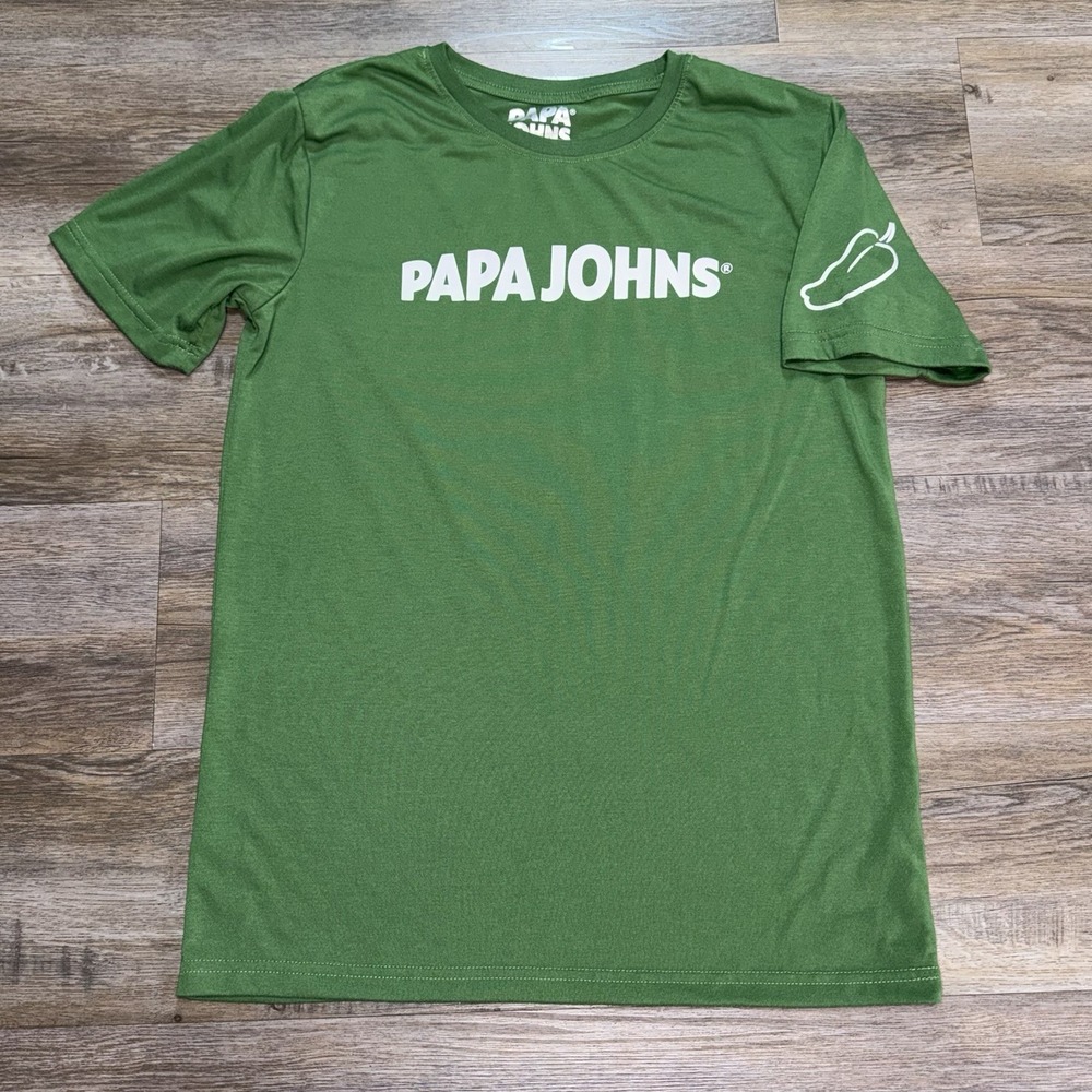Authentic Papa John's Employee Uniform Shirt Mens/Unisex Medium Green Brand Logo